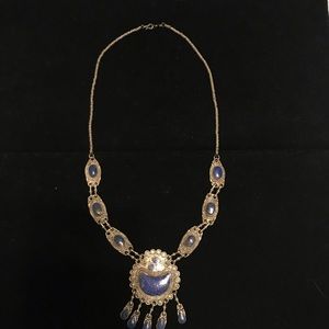 Vintage Blue Lapis Teardrop Necklace